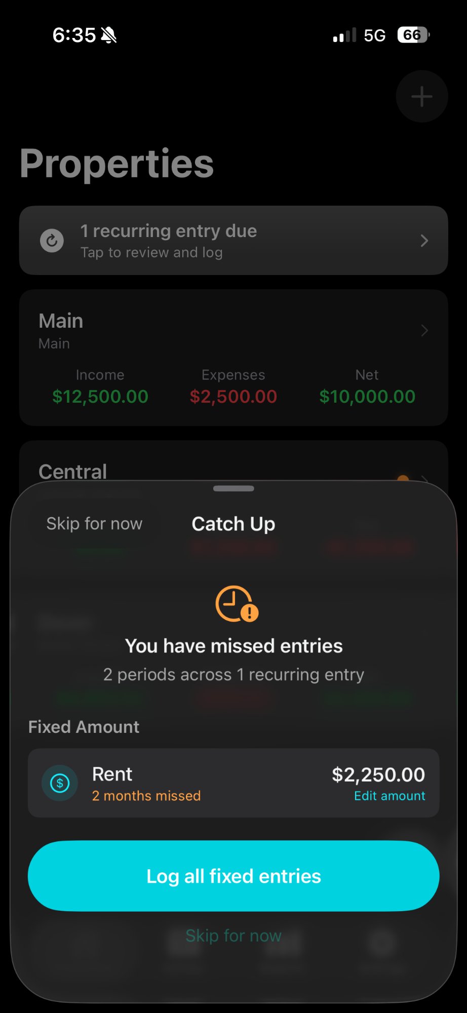 Recurring entries catch-up